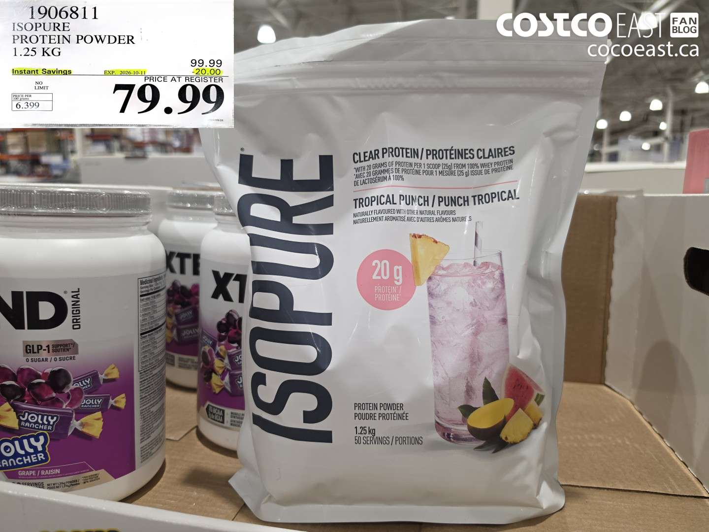 1906811 ISOPURE PROTEIN POWDER 1.25 KG ($20.00 INSTANT SAVINGS EXPIRES ON 2026-10-11) $79.99