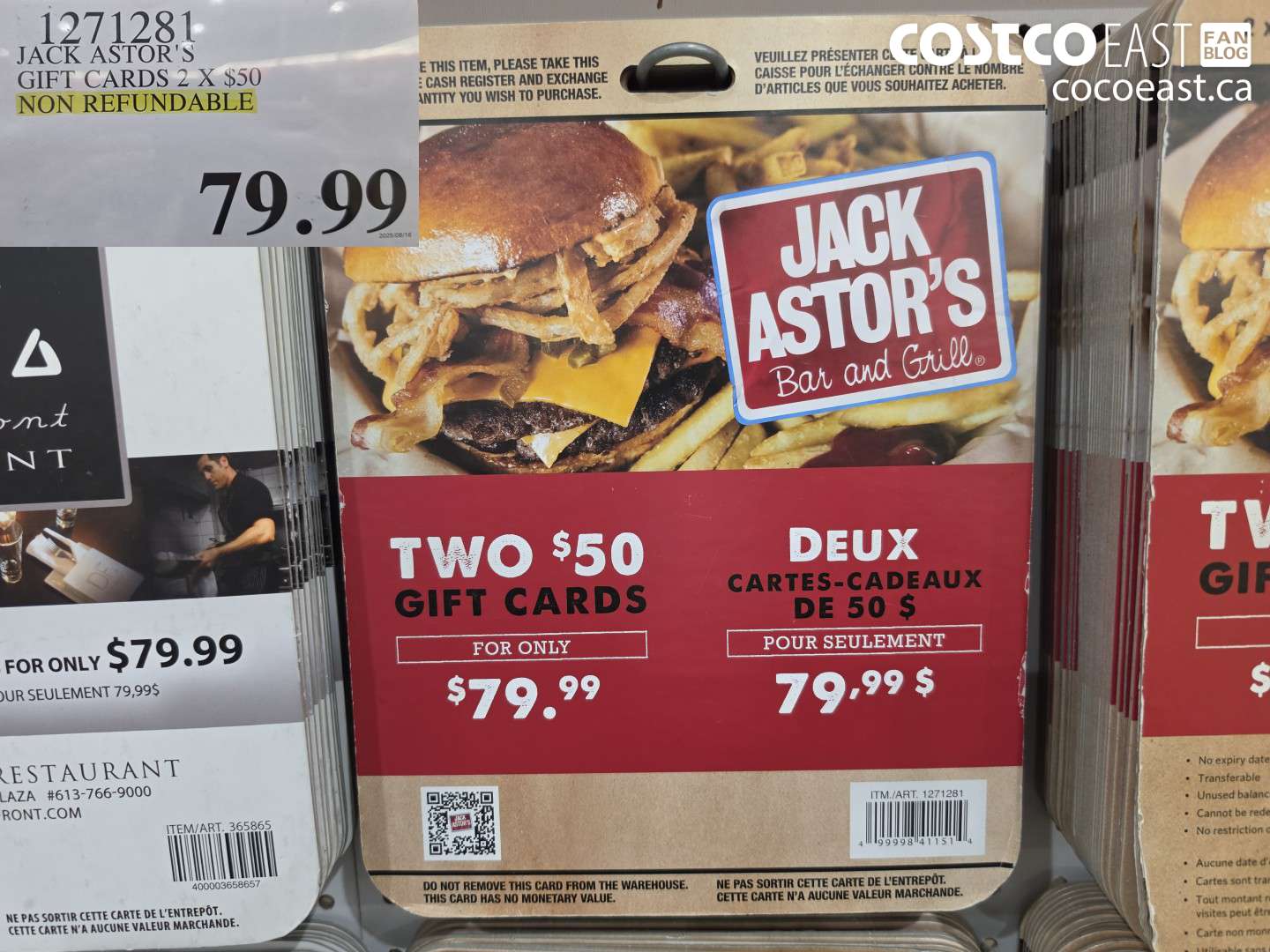 1271281 JACK ASTOR'S GIFT CARDS 2 X $50 NON REFUNDABLE $79.99