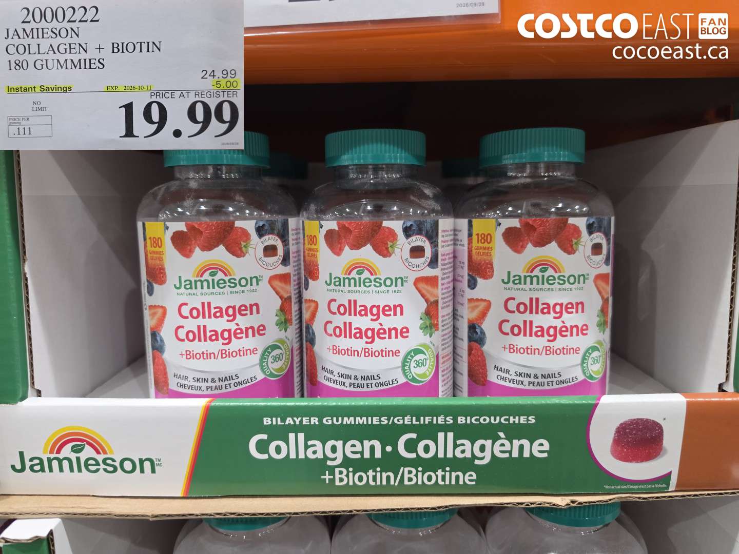 2000222 JAMIESON COLLAGEN + BIOTIN 180 GUMMIES ($5.00 INSTANT SAVINGS EXPIRES ON 2026-10-11) $19.99