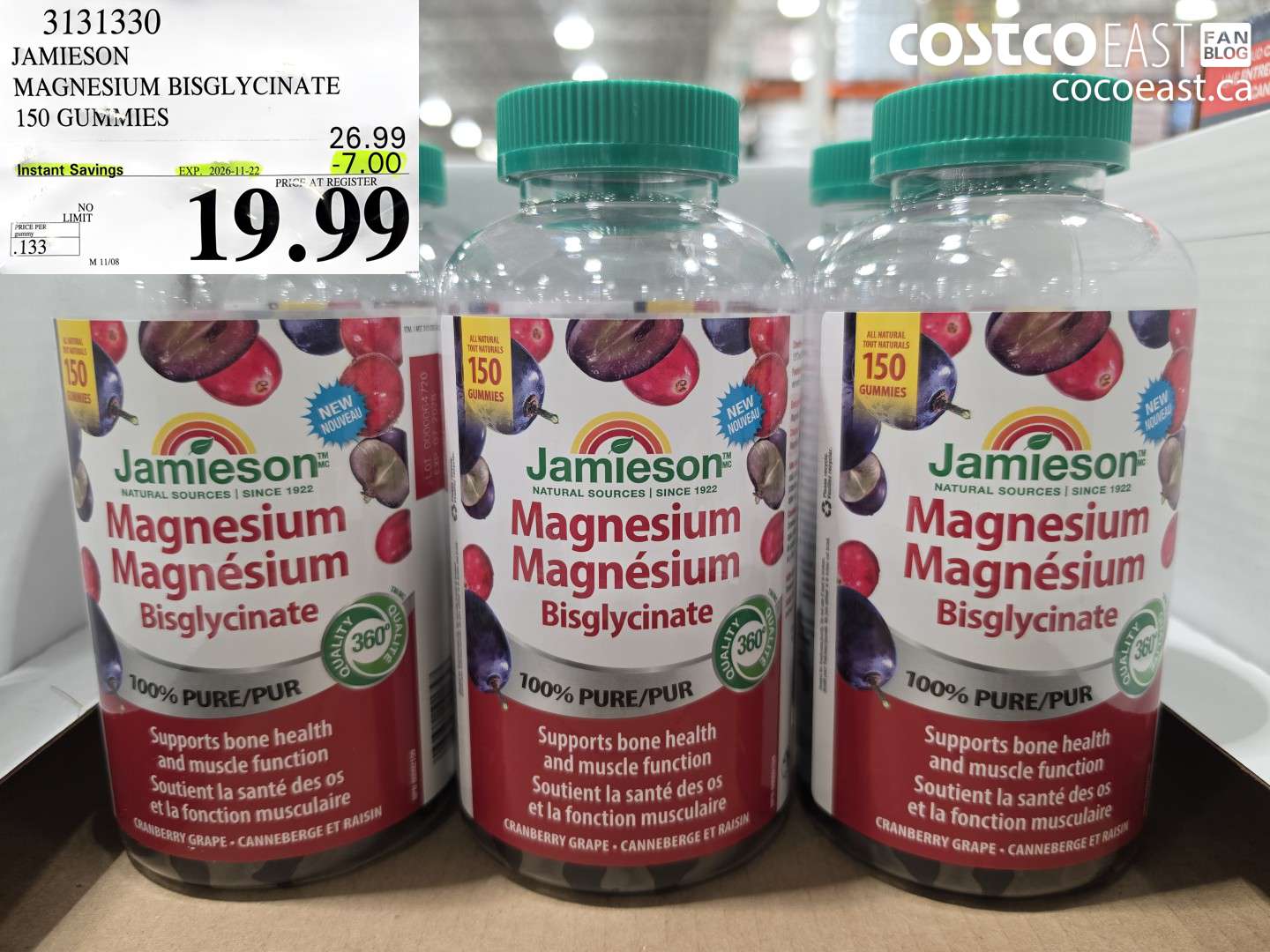 3131330 JAMIESON MAGNESIUM BISGLYCINATE 150 GUMMIES ($7.00 INSTANT SAVINGS EXPIRES ON 2026-11-22) $19.99