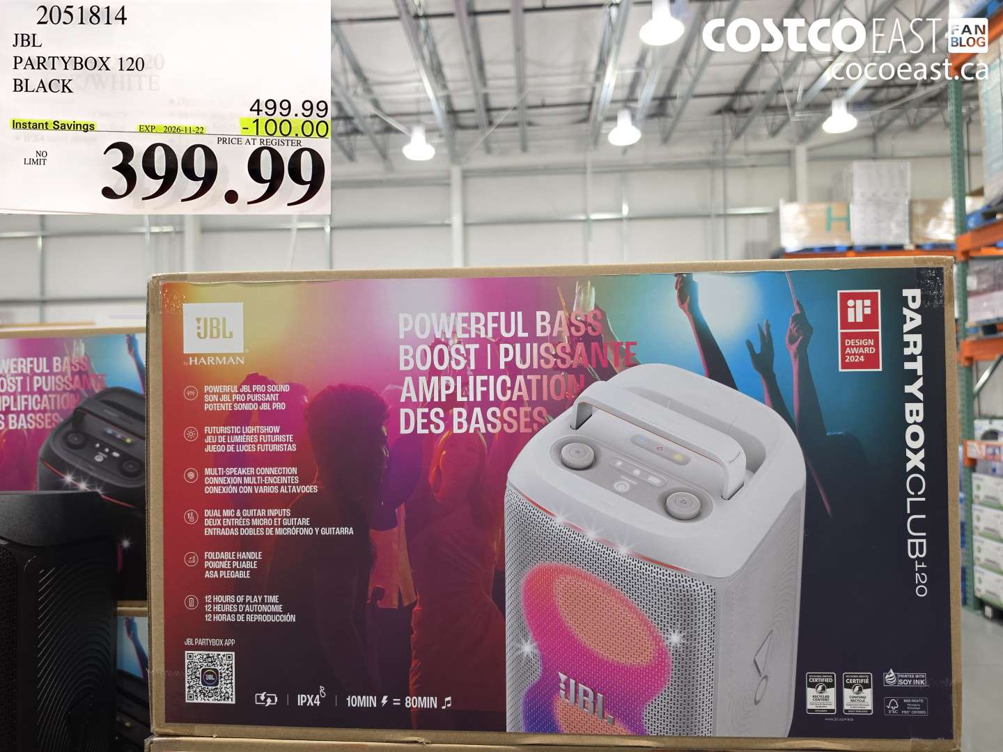 2051814 JBL PARTYBOX 120 BLACK ($100.00 INSTANT SAVINGS EXPIRES ON 2026-11-22) $399.99
