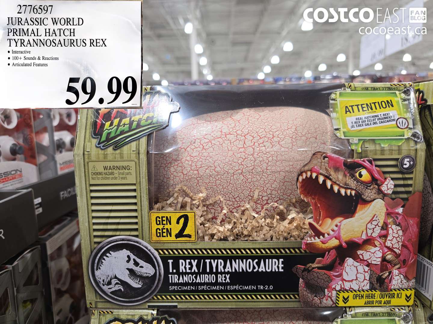 2776597 JURASSIC WORLD PRIMAL HATCH TYRANNOSAURUS REX $59.99