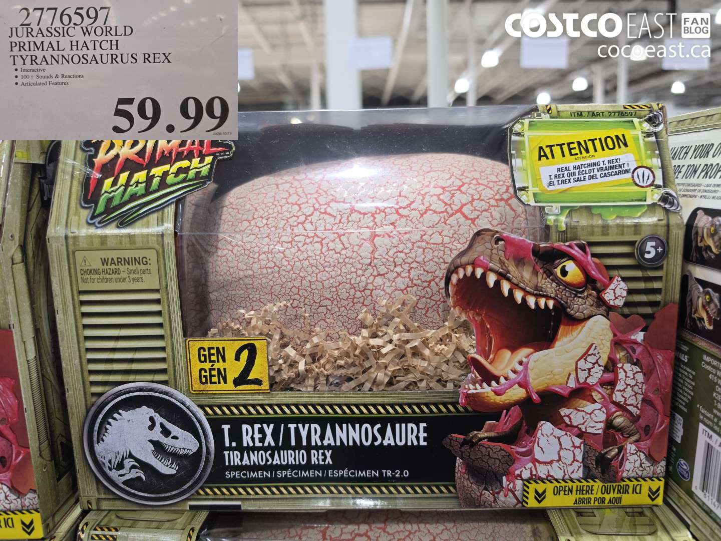 2776597 JURASSIC WORLD PRIMAL HATCH TYRANNOSAURUS REX $59.99