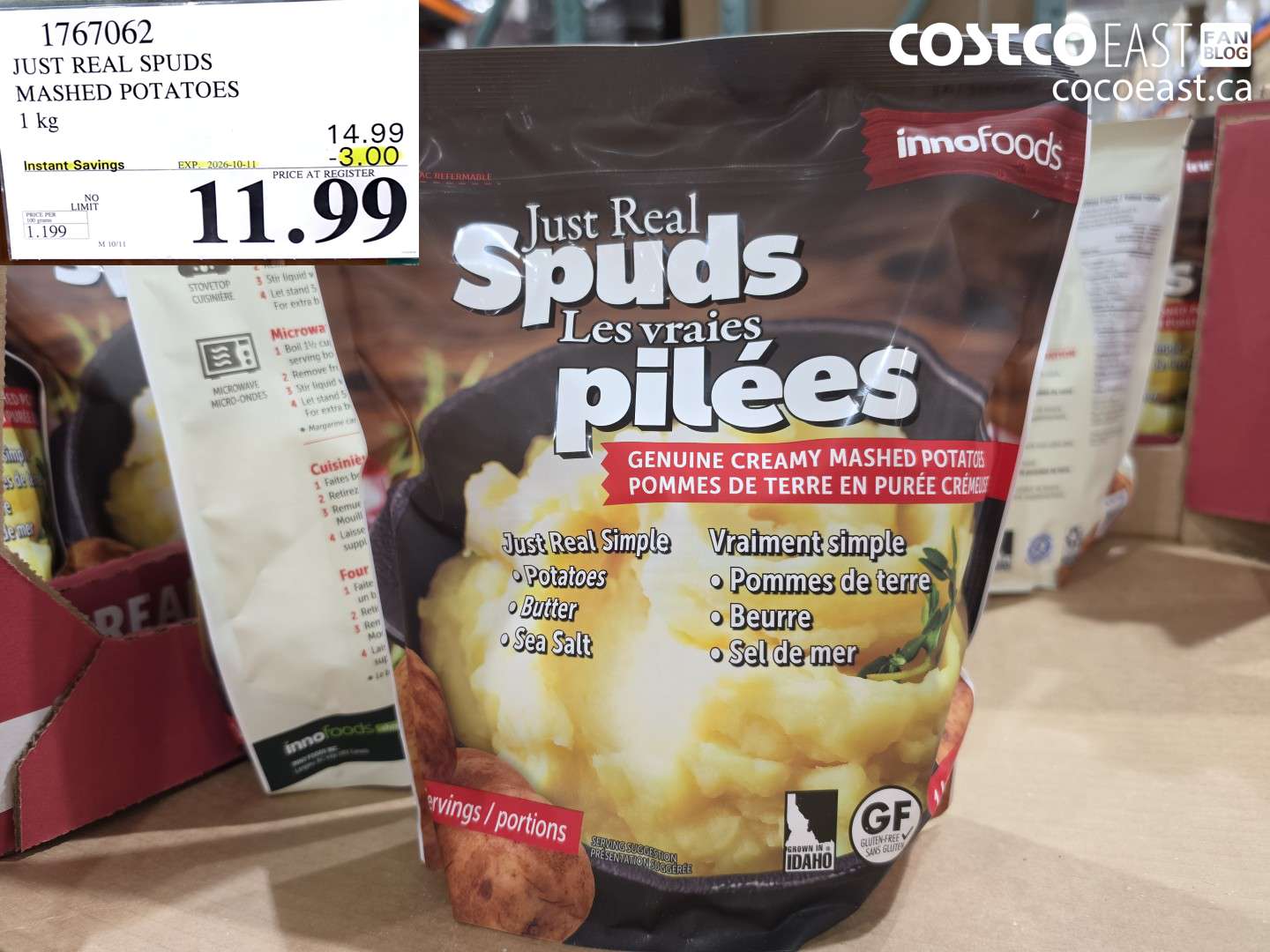 1767062 JUST REAL SPUDS MASHED POTATOES 1 KG ($3.00 INSTANT SAVINGS EXPIRES ON 2026-10-11) $11.99