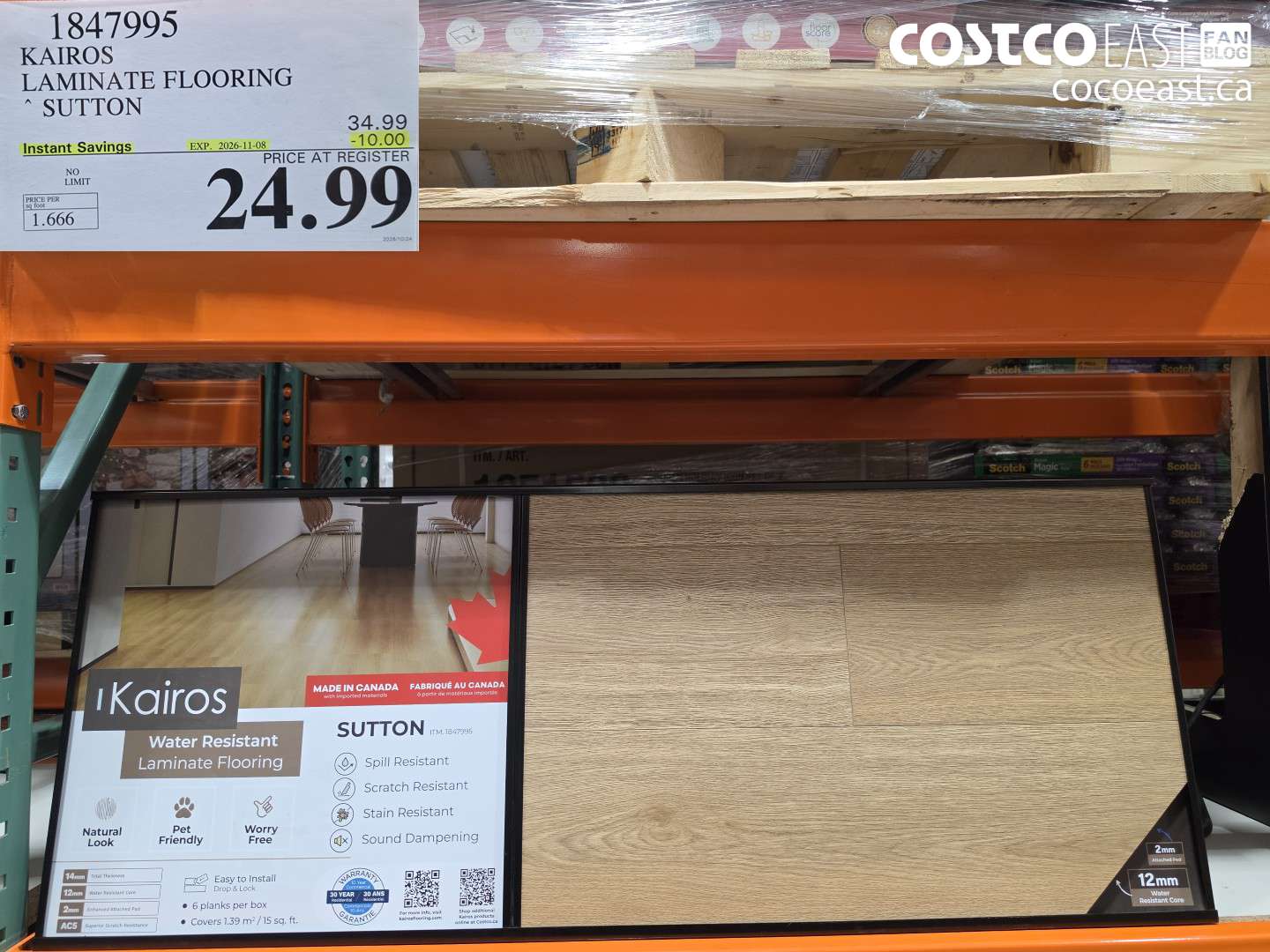 1847995 KAIROS LAMINATE FLOORING SUTTON ($10.00 INSTANT SAVINGS EXPIRES ON 2026-11-08) $24.99