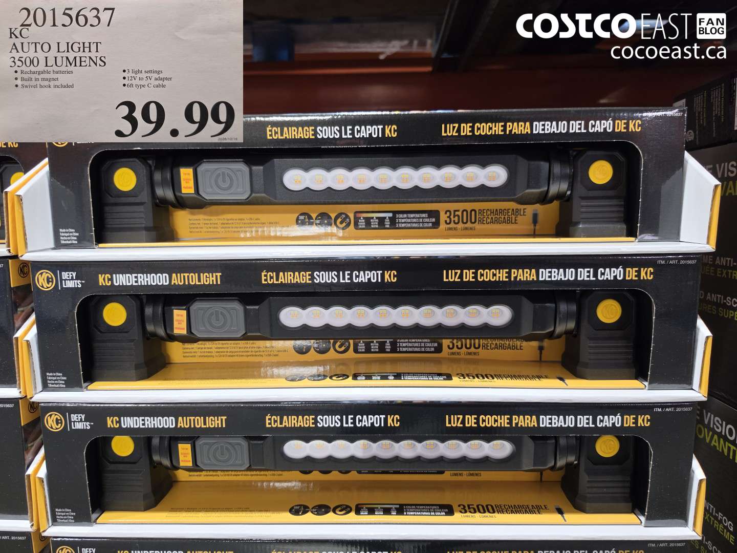 2015637 KC AUTO LIGHT 3500 LUMENS $39.99