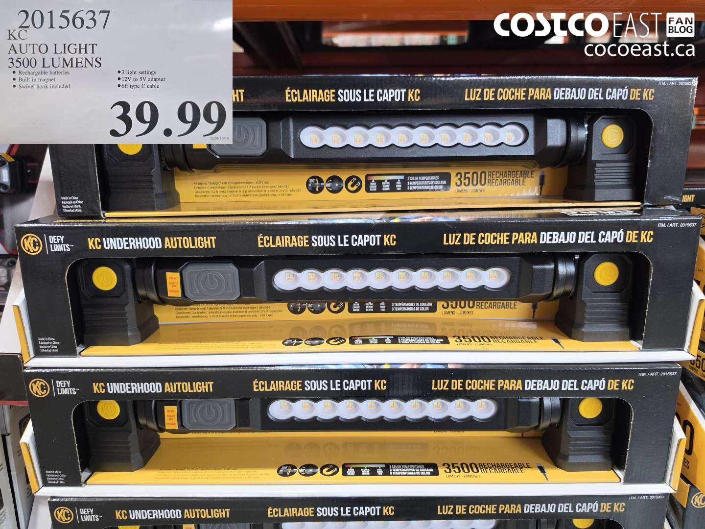 2015637 KC AUTO LIGHT 3500 LUMENS $39.99