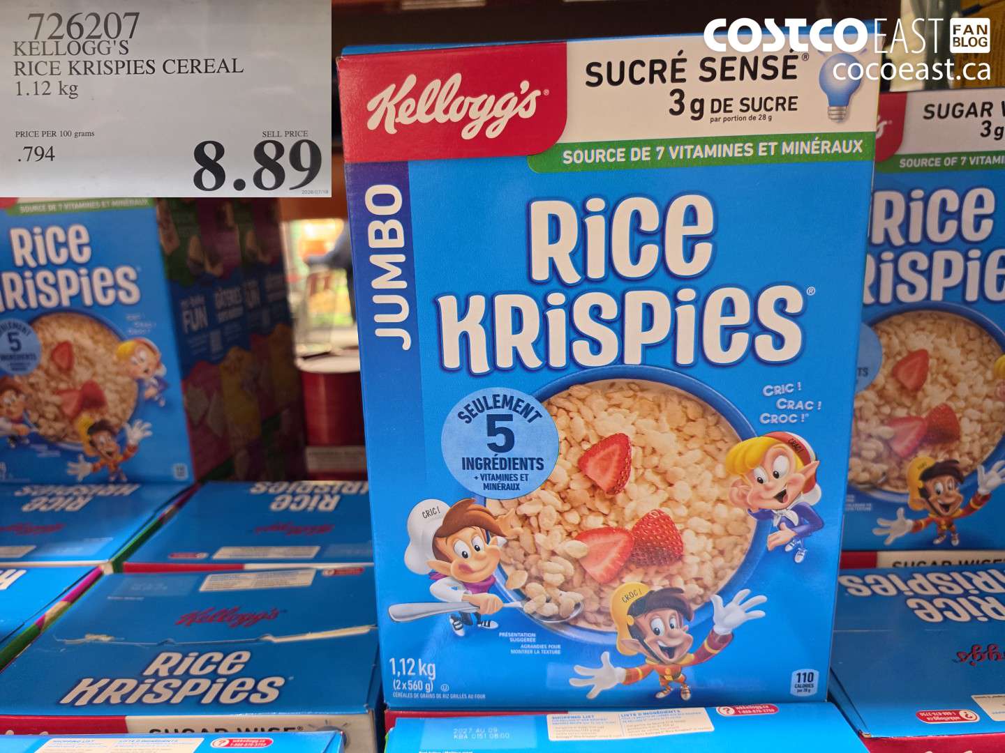 726207 KELLOGG'S RICE KRISPIES CEREAL 1.12 KG $8.89