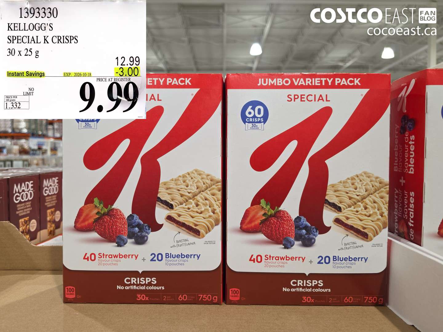 1393330 KELLOGG'S SPECIAL K CRISPS 30 X 25 G ($3.00 INSTANT SAVINGS EXPIRES ON 2026-10-18) $9.99