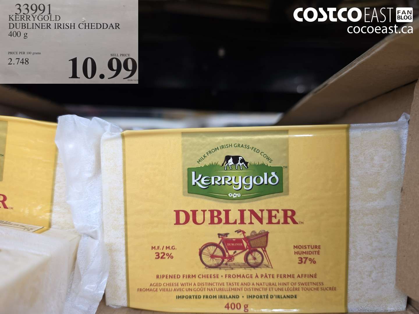 33991 KERRYGOLD DUBLINER IRISH CHEDDAR 400 G $10.99