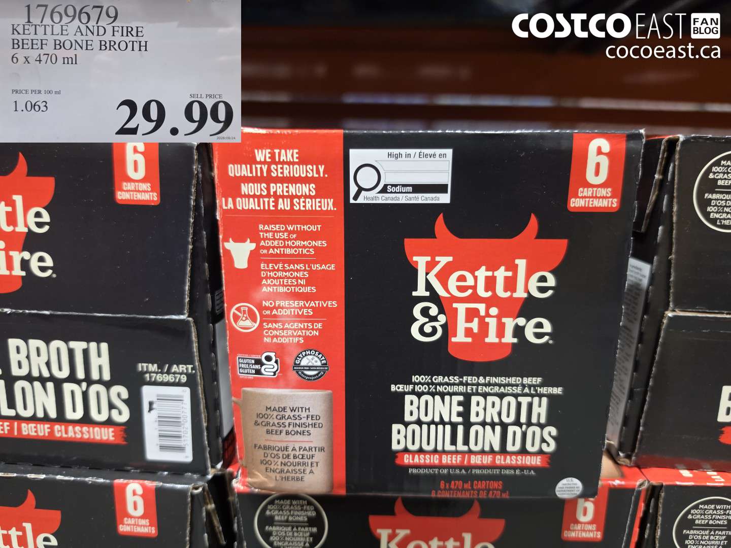 1769679 KETTLE AND FIRE BEEF BONE BROTH 6 X 470 ML $29.99
