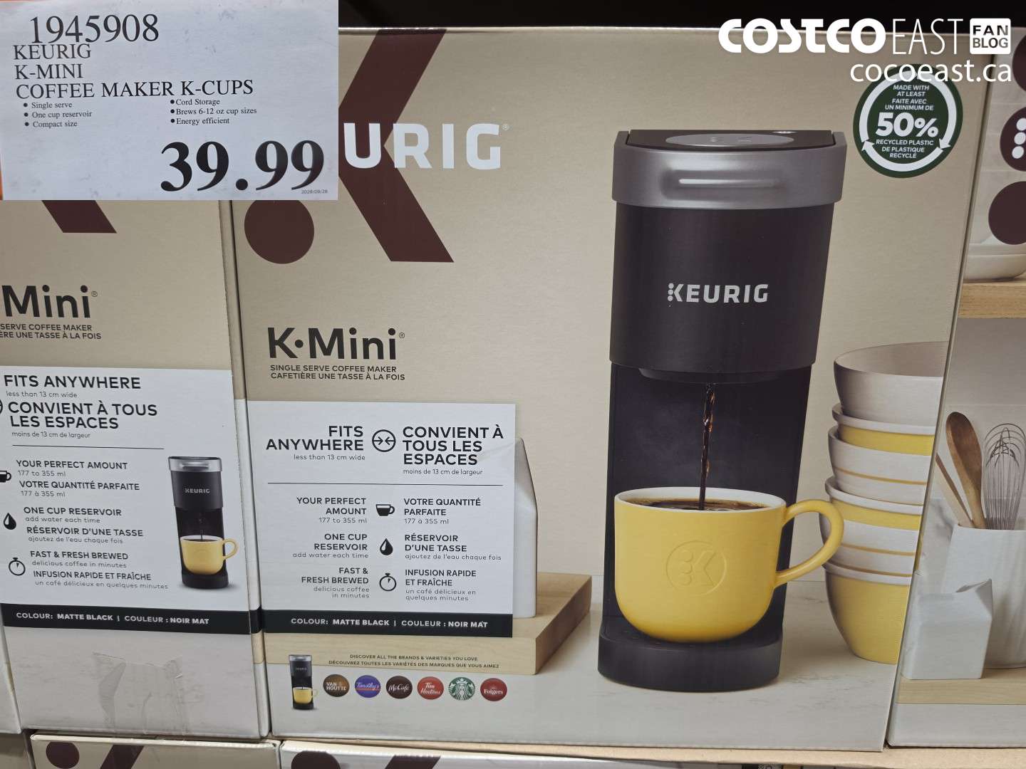 1945908 KEURIG K-MINI COFFEE MAKER K-CUPS $39.99