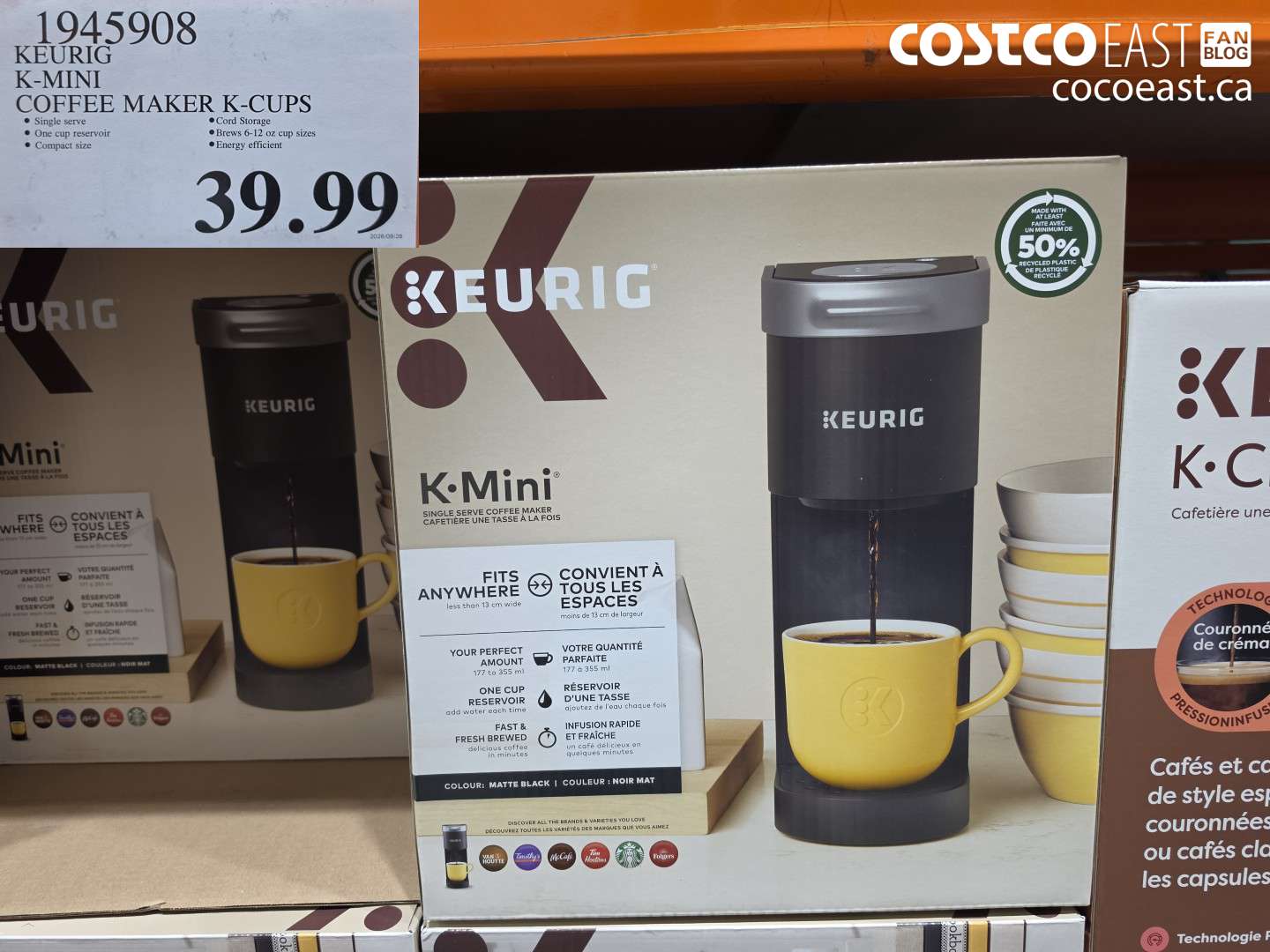 1945908 KEURIG K-MINI COFFEE MAKER K-CUPS $39.99