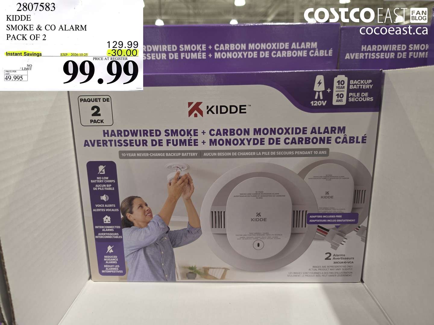 2807583 KIDDE SMOKE & CO ALARM PACK OF 2 ($30.00 INSTANT SAVINGS EXPIRES ON 2026-10-25) $99.99