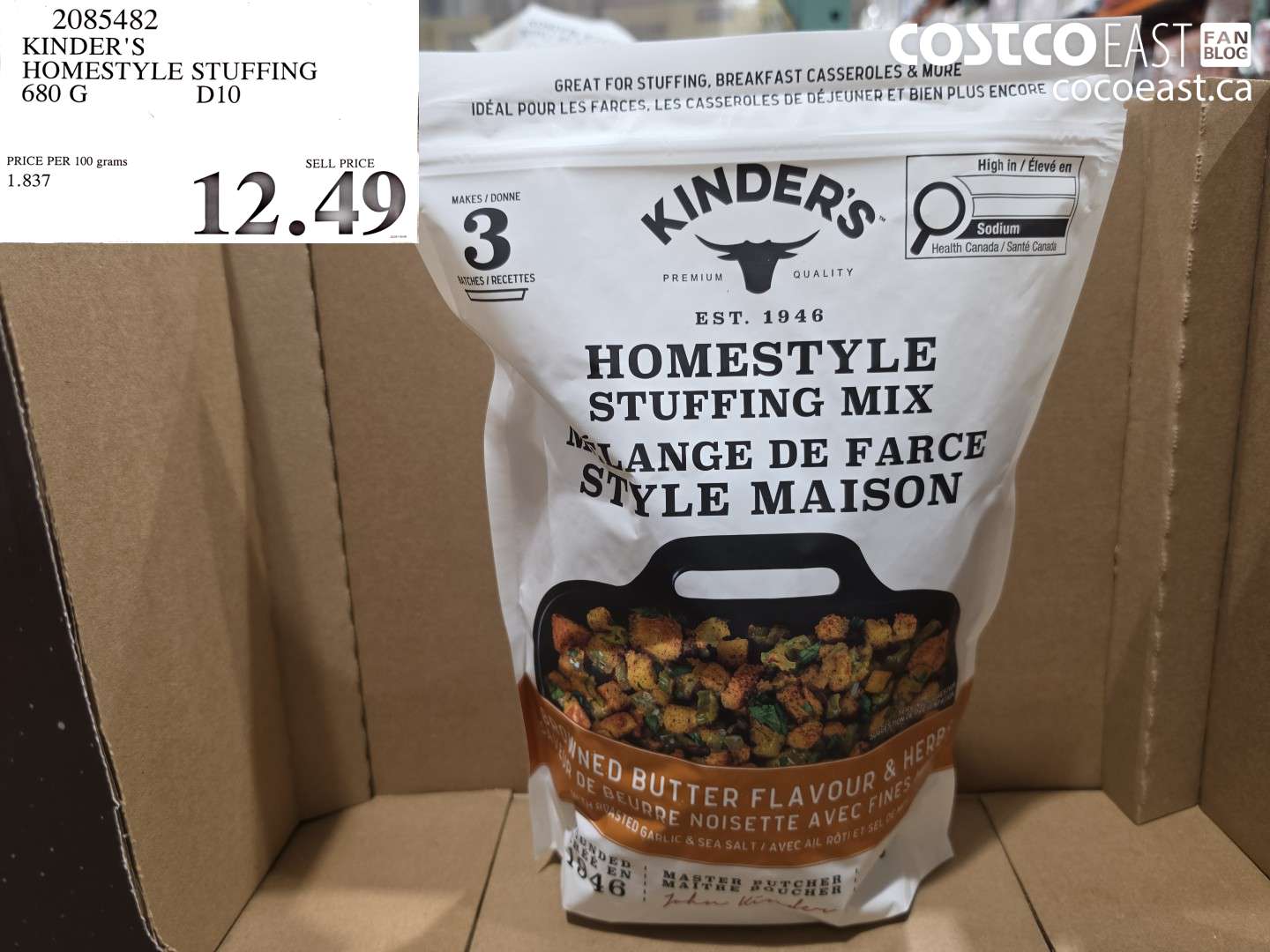 2085482 KINDER'S HOMESTYLE STUFFING 680 G $12.49