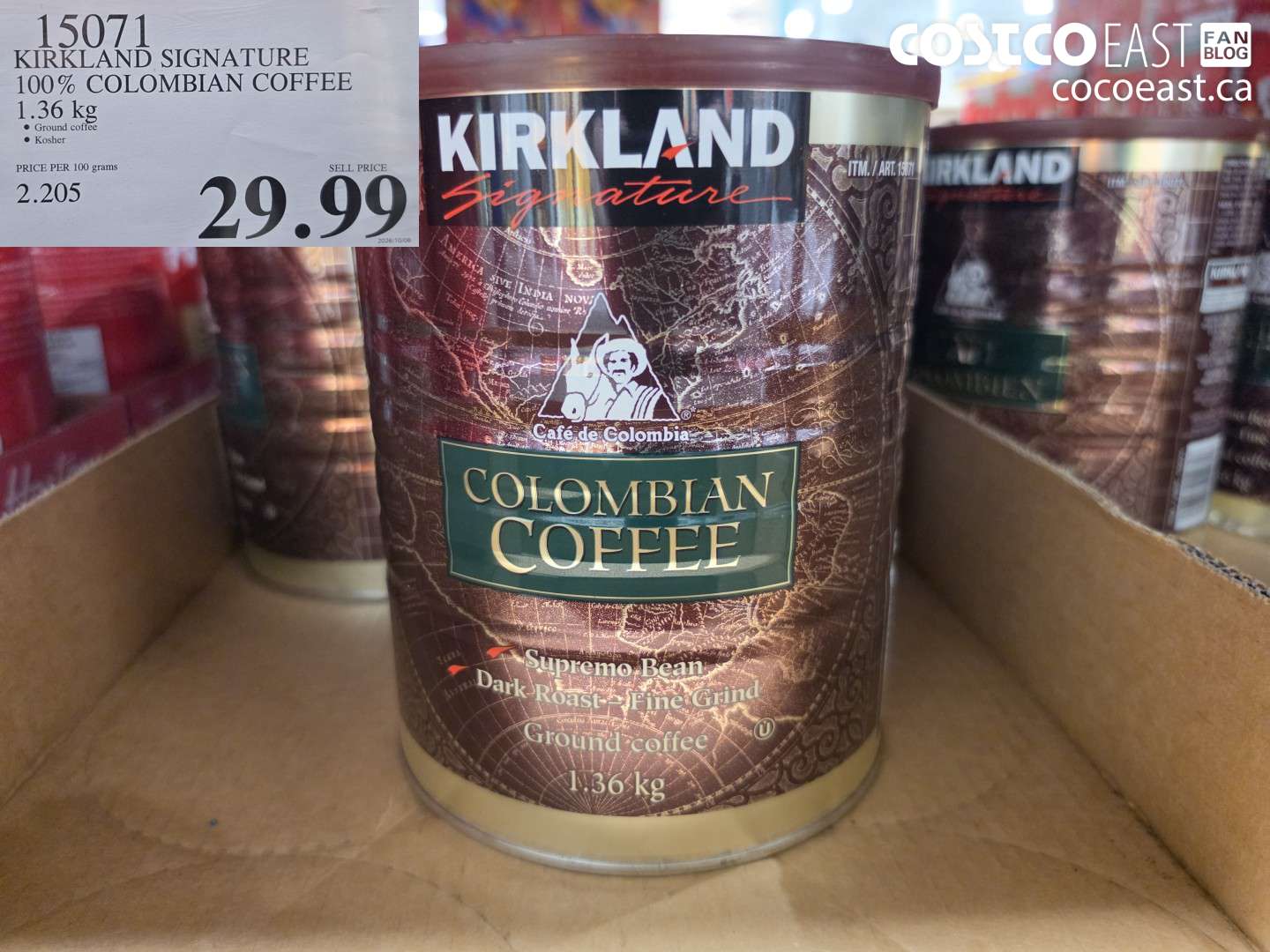 15071 KIRKLAND SIGNATURE 100% COLOMBIAN COFFEE 1.36 KG $29.99