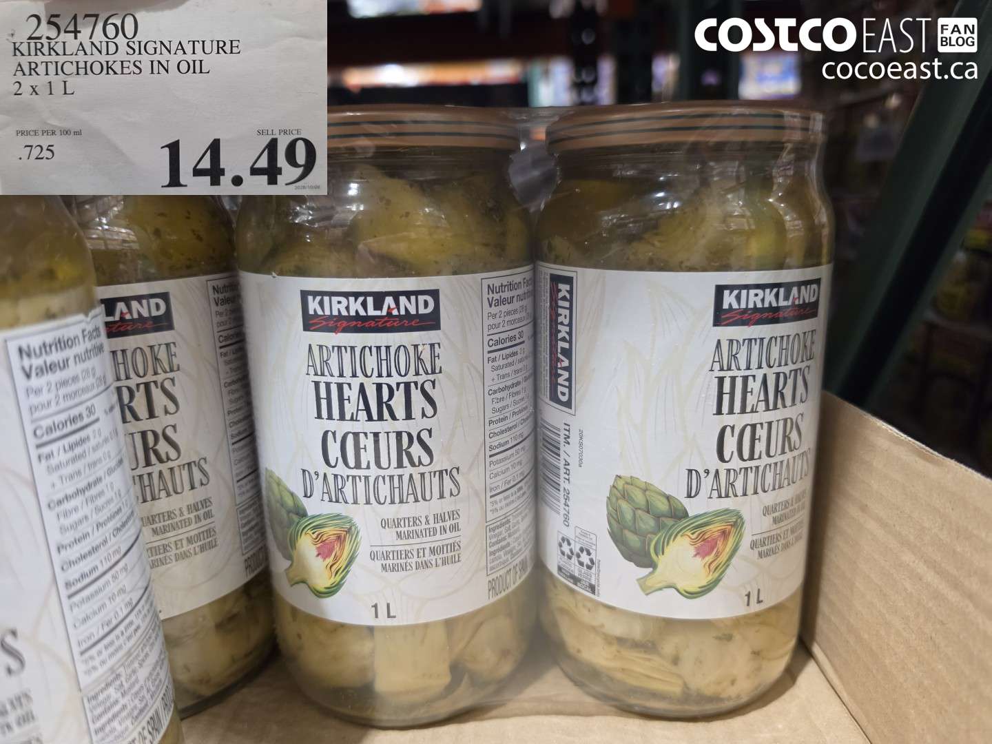 254760 KIRKLAND SIGNATURE ARTICHOKES IN OIL 2 X 1 L $14.49