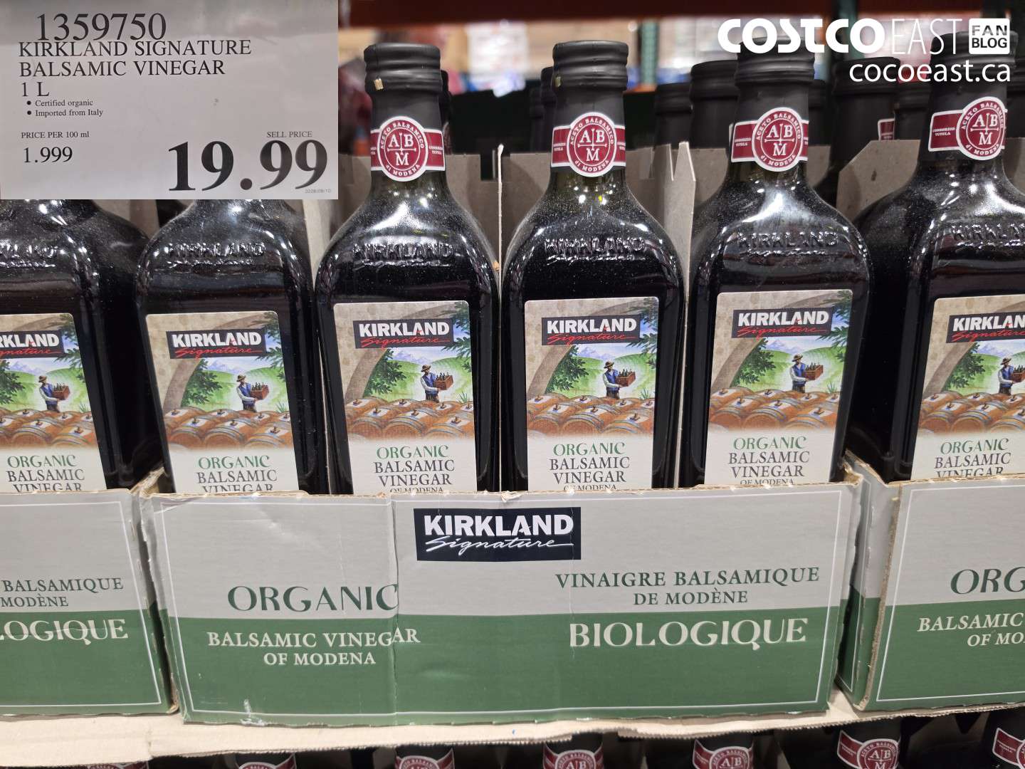 1359750 KIRKLAND SIGNATURE BALSAMIC VINEGAR 1 L $19.99