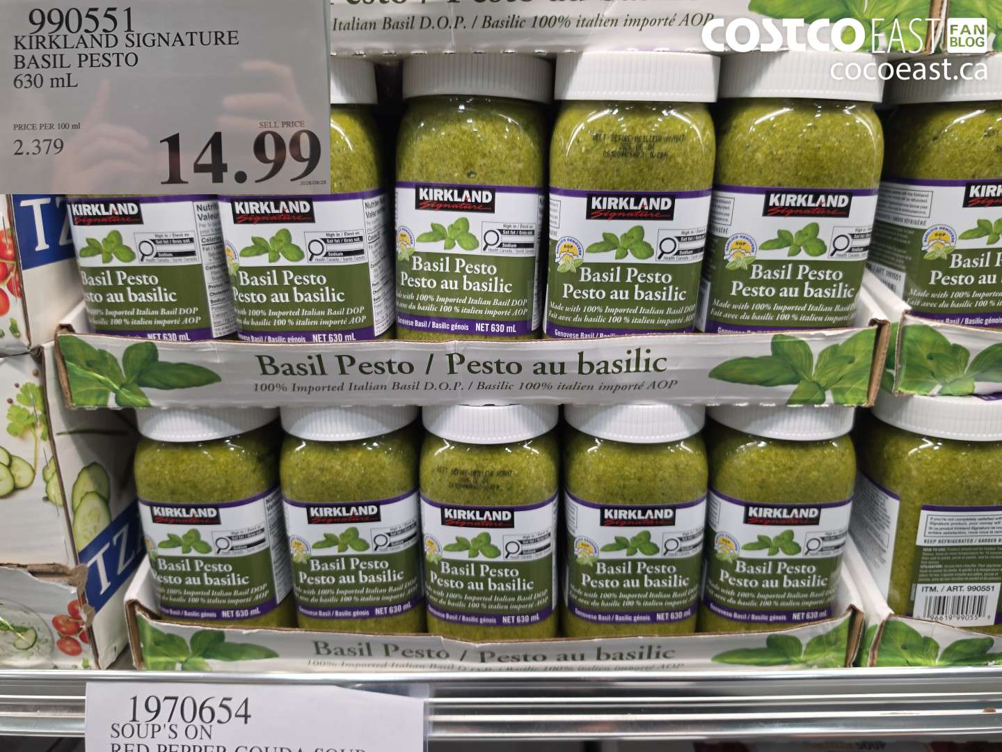 990551 KIRKLAND SIGNATURE BASIL PESTO 630 ML $14.99