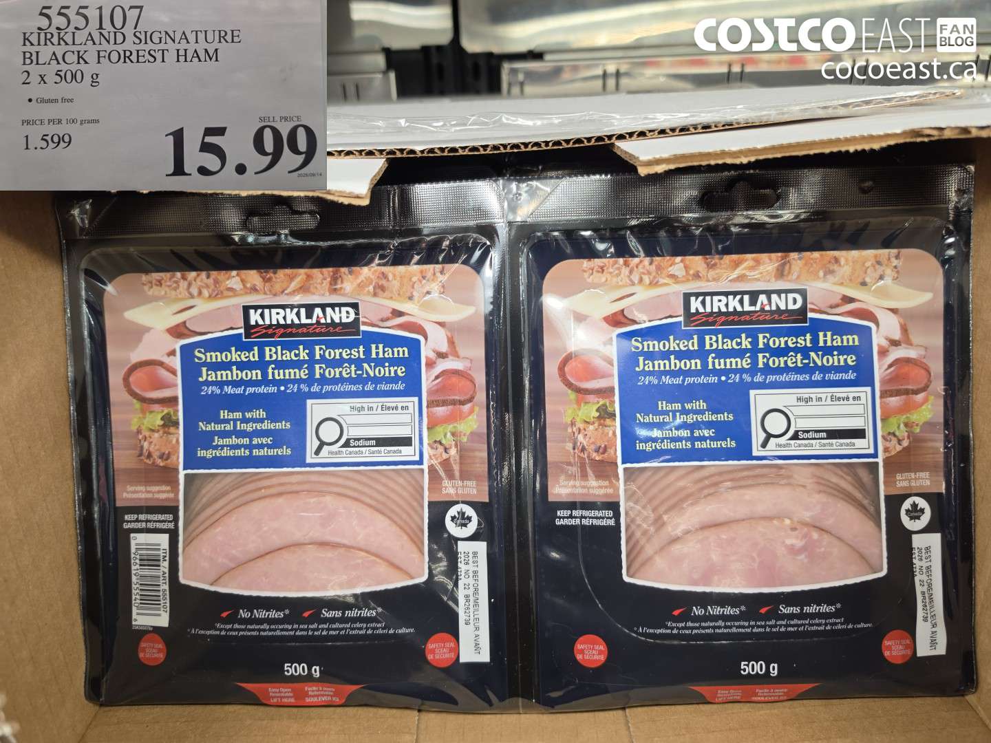 555107 KIRKLAND SIGNATURE BLACK FOREST HAM 2 X 500 G $15.99