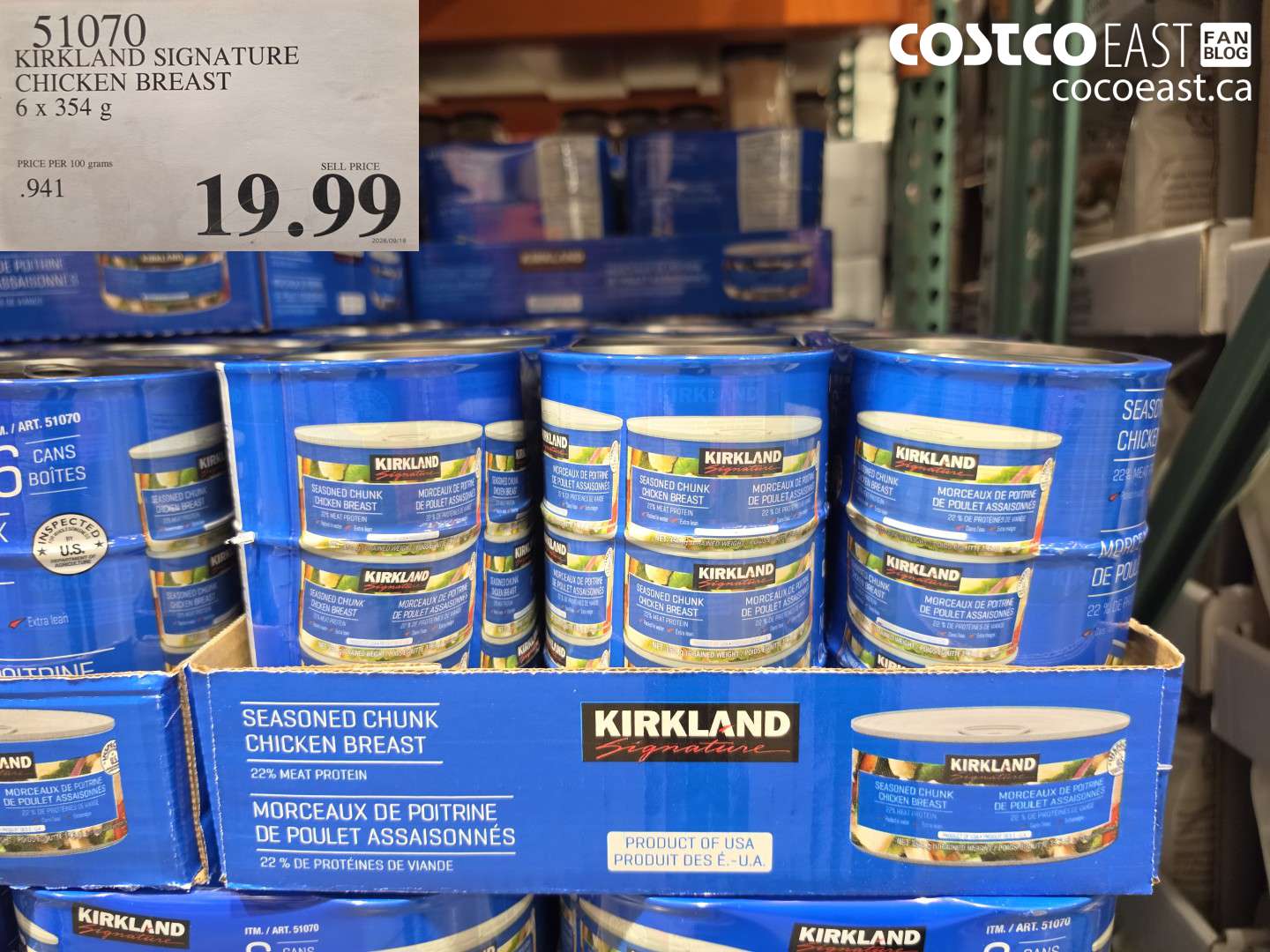 51070 KIRKLAND SIGNATURE CHICKEN BREAST 6 X 354 G $19.99