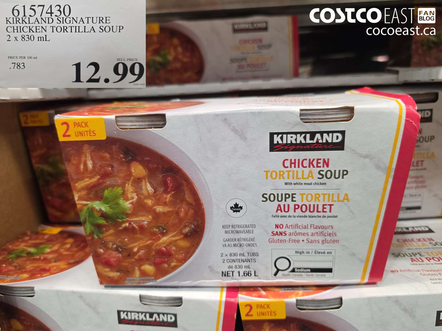 6157430 KIRKLAND SIGNATURE CHICKEN TORTILLA SOUP 2 X 830 ML $12.99