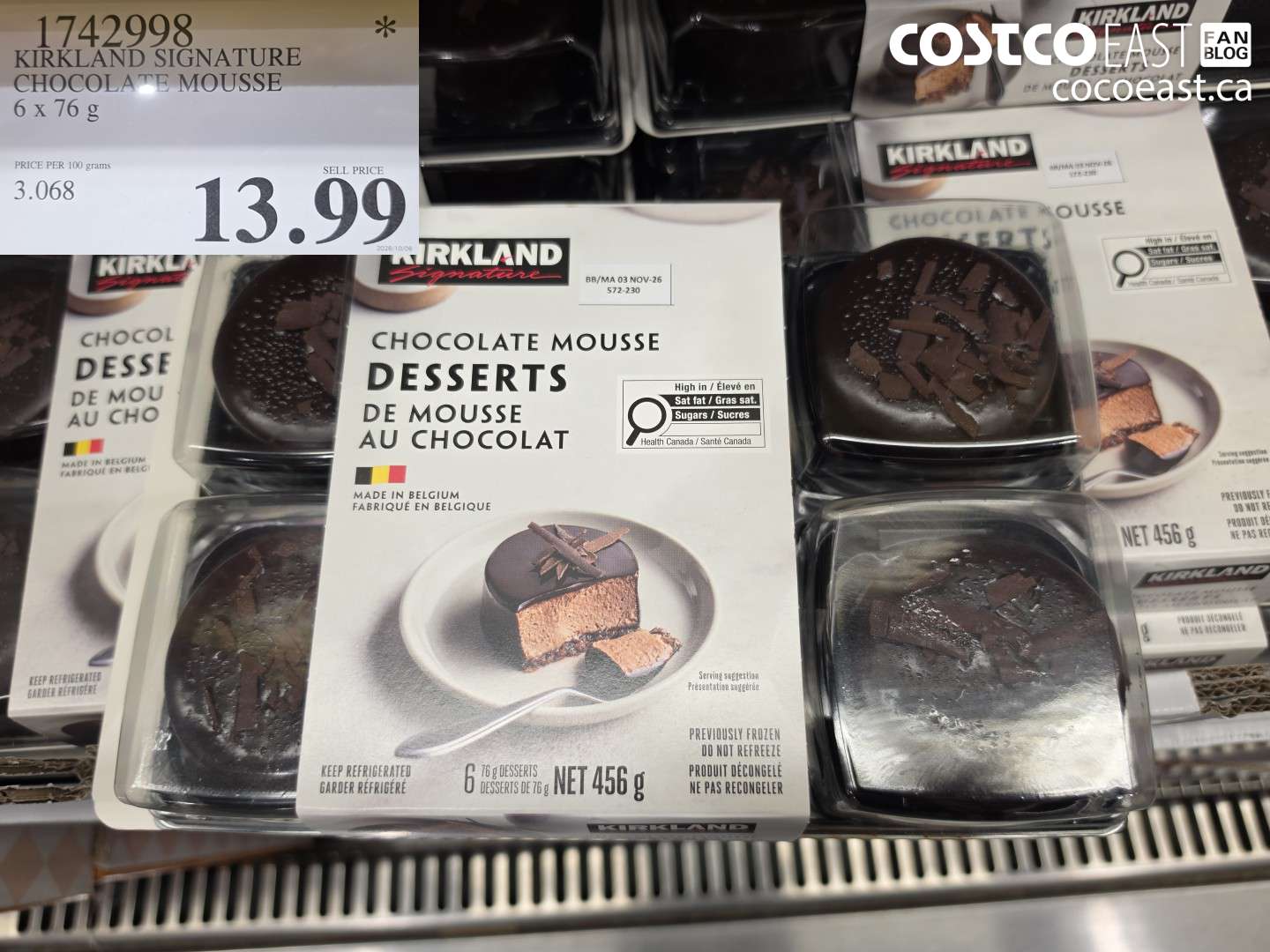 1742998 KIRKLAND SIGNATURE CHOCOLATE MOUSSE 6 X 76 G $13.99