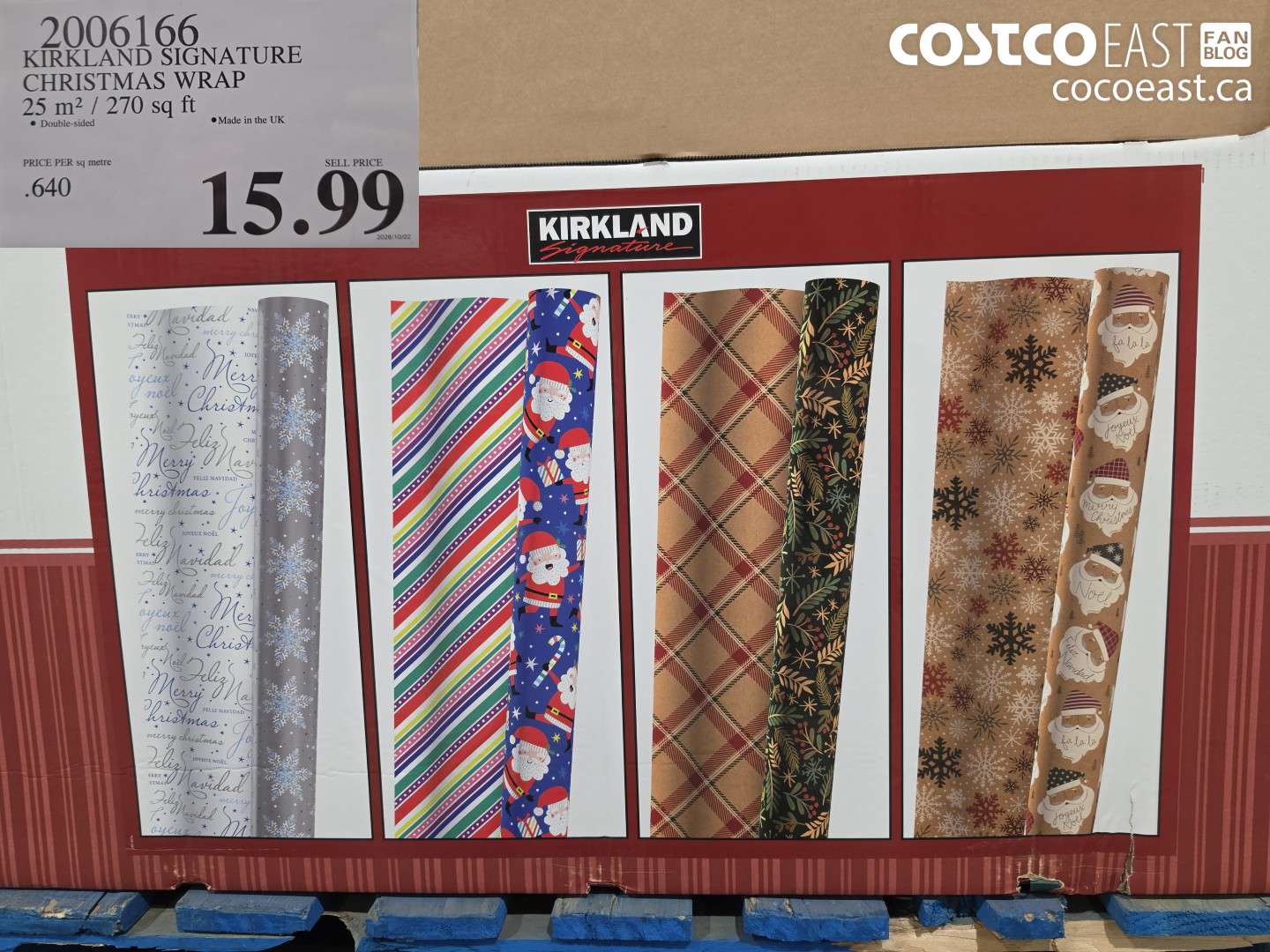 2006166 KIRKLAND SIGNATURE CHRISTMAS WRAP 25 M2 / 270 SQ FT $15.99