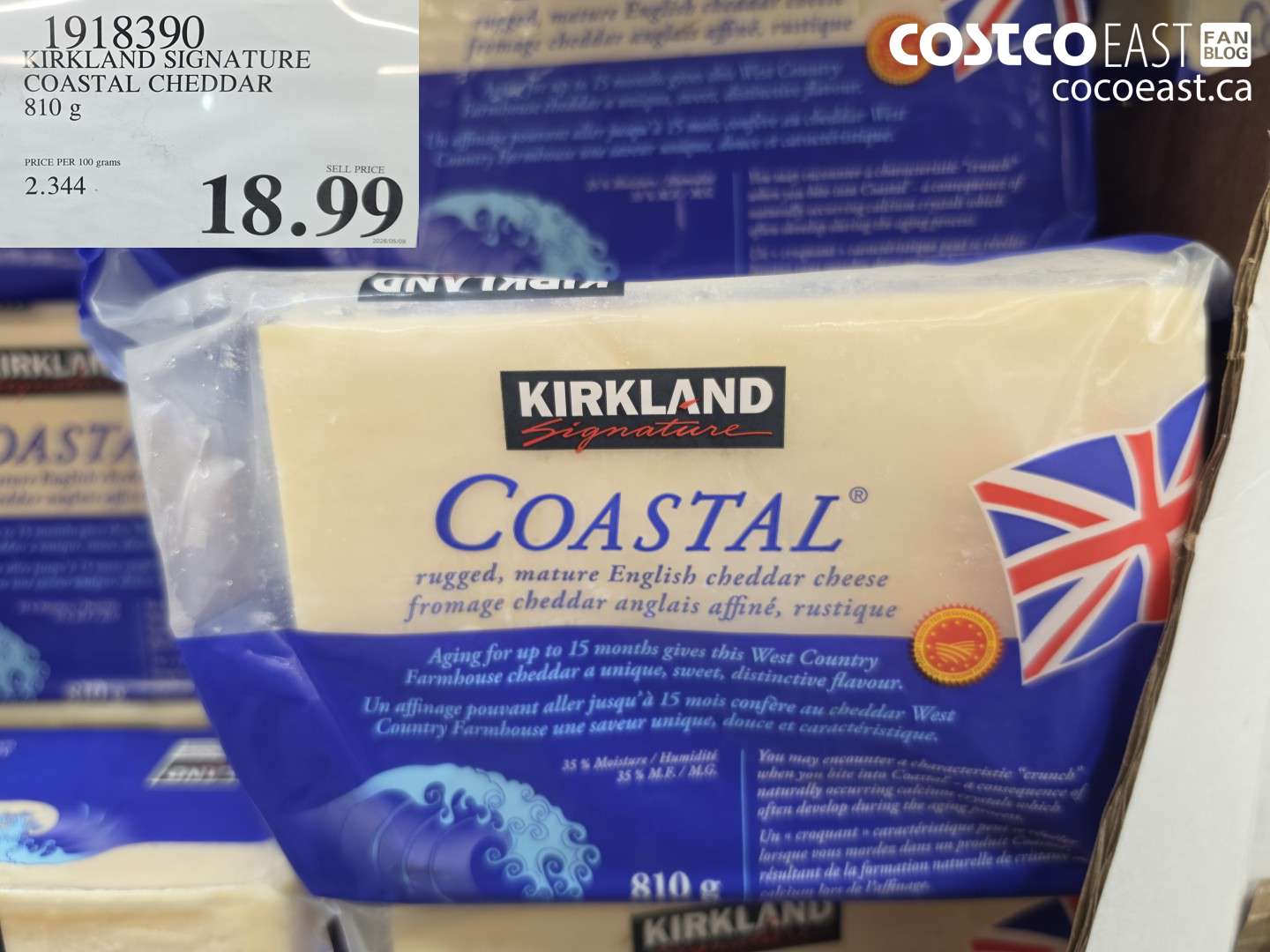 1918390 KIRKLAND SIGNATURE COASTAL CHEDDAR 810 G $18.99