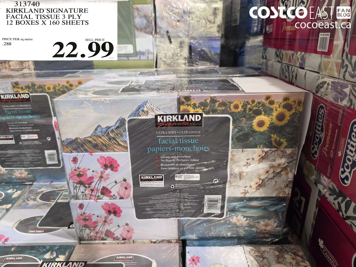 313740 KIRKLAND SIGNATURE FACIAL TISSUE 3 PLY 12 BOXES X 160 SHEETS $22.99