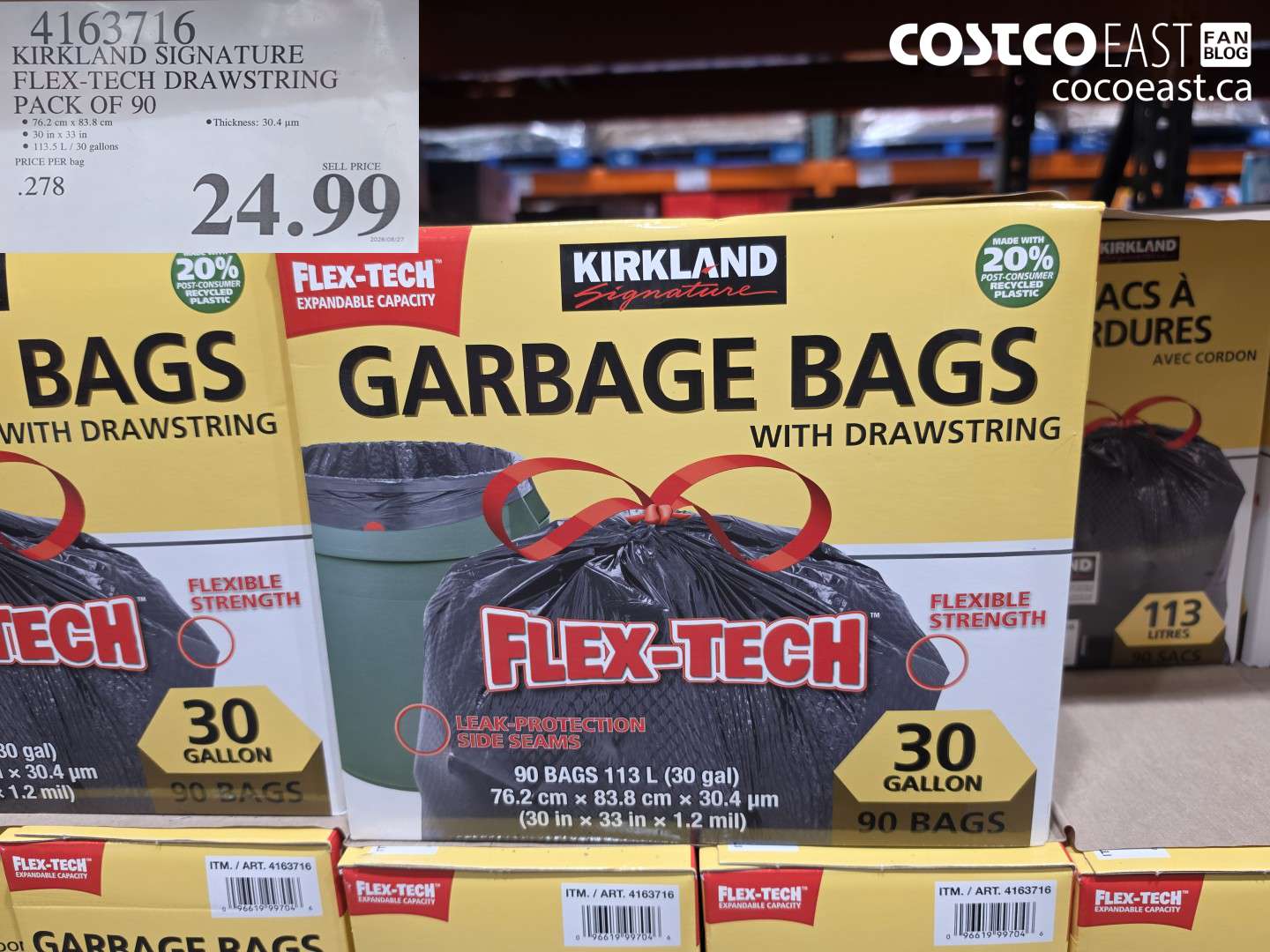 4163716 KIRKLAND SIGNATURE FLEX-TECH DRAWSTRING PACK OF 90 $24.99