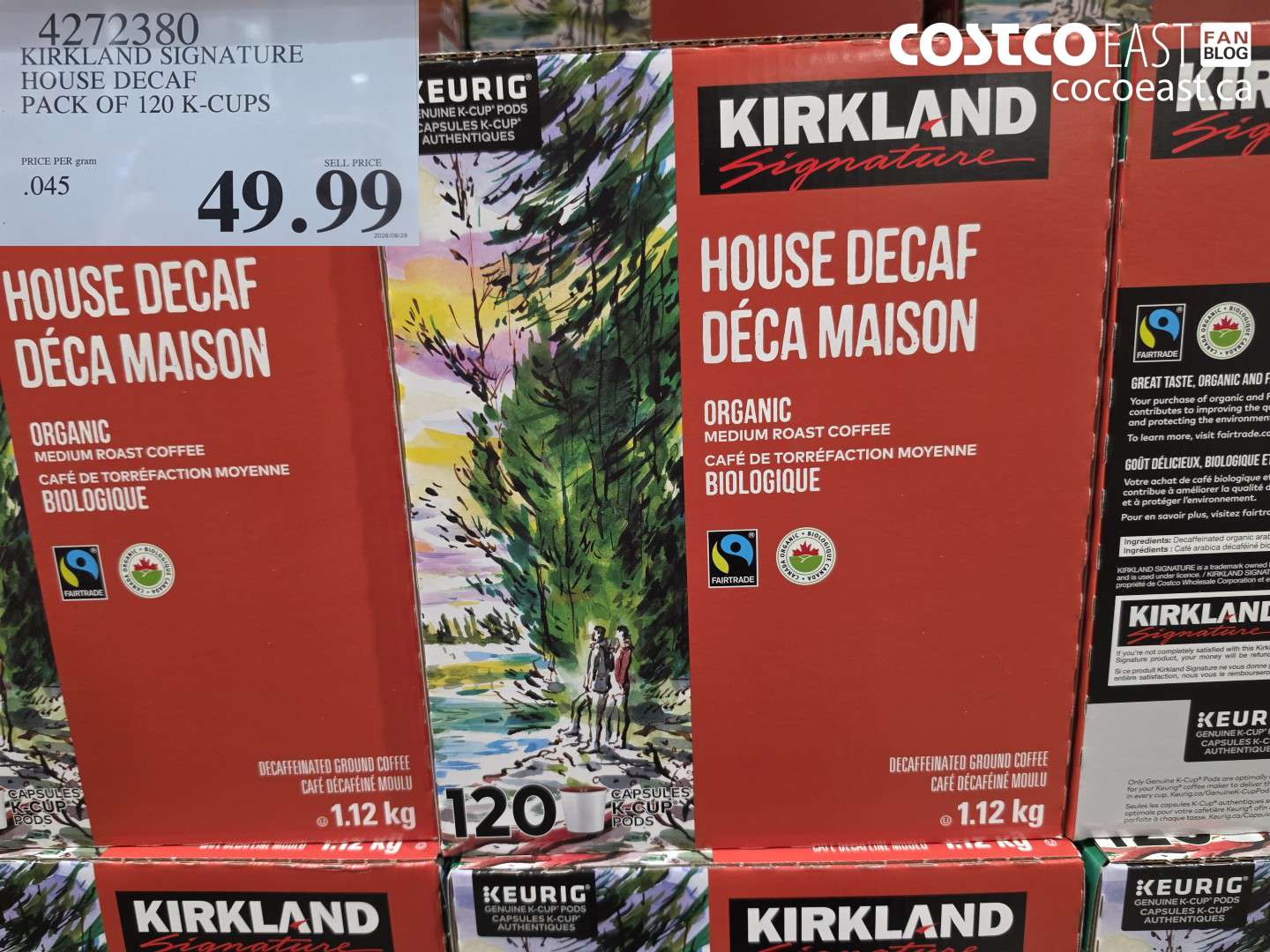 4272380 KIRKLAND SIGNATURE HOUSE DECAF PACK OF 120 K-CUPS $49.99
