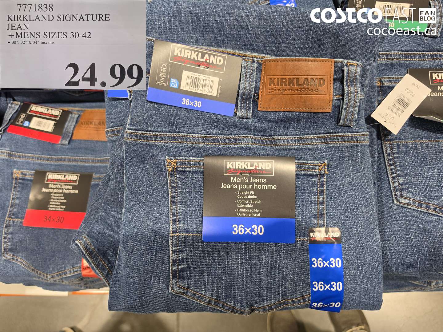 7771838 KIRKLAND SIGNATURE JEAN +MENS SIZES 30-42 $24.99
