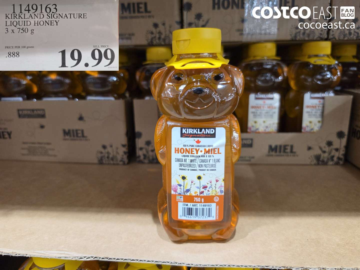 1149163 KIRKLAND SIGNATURE LIQUID HONEY 3 X 750 G $19.99