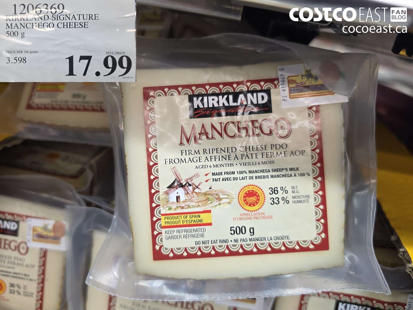 1206369 KIRKLAND SIGNATURE MANCHEGO CHEESE 500 G $17.99