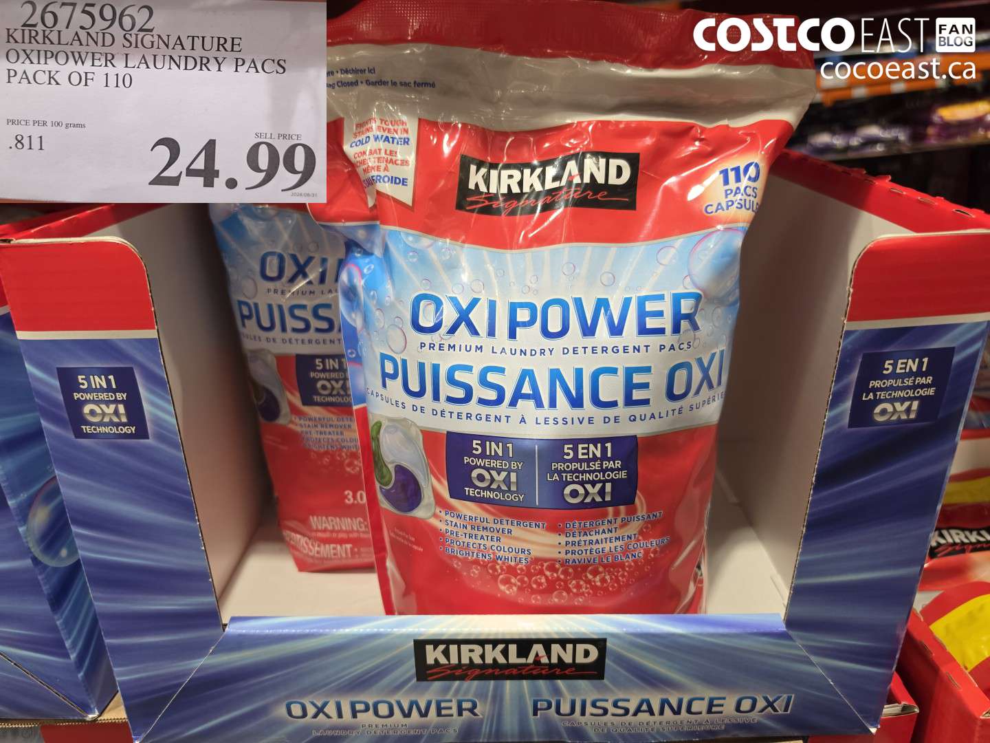 2675962 KIRKLAND SIGNATURE OXIPOWER LAUNDRY PACS PACK OF 110 $24.99