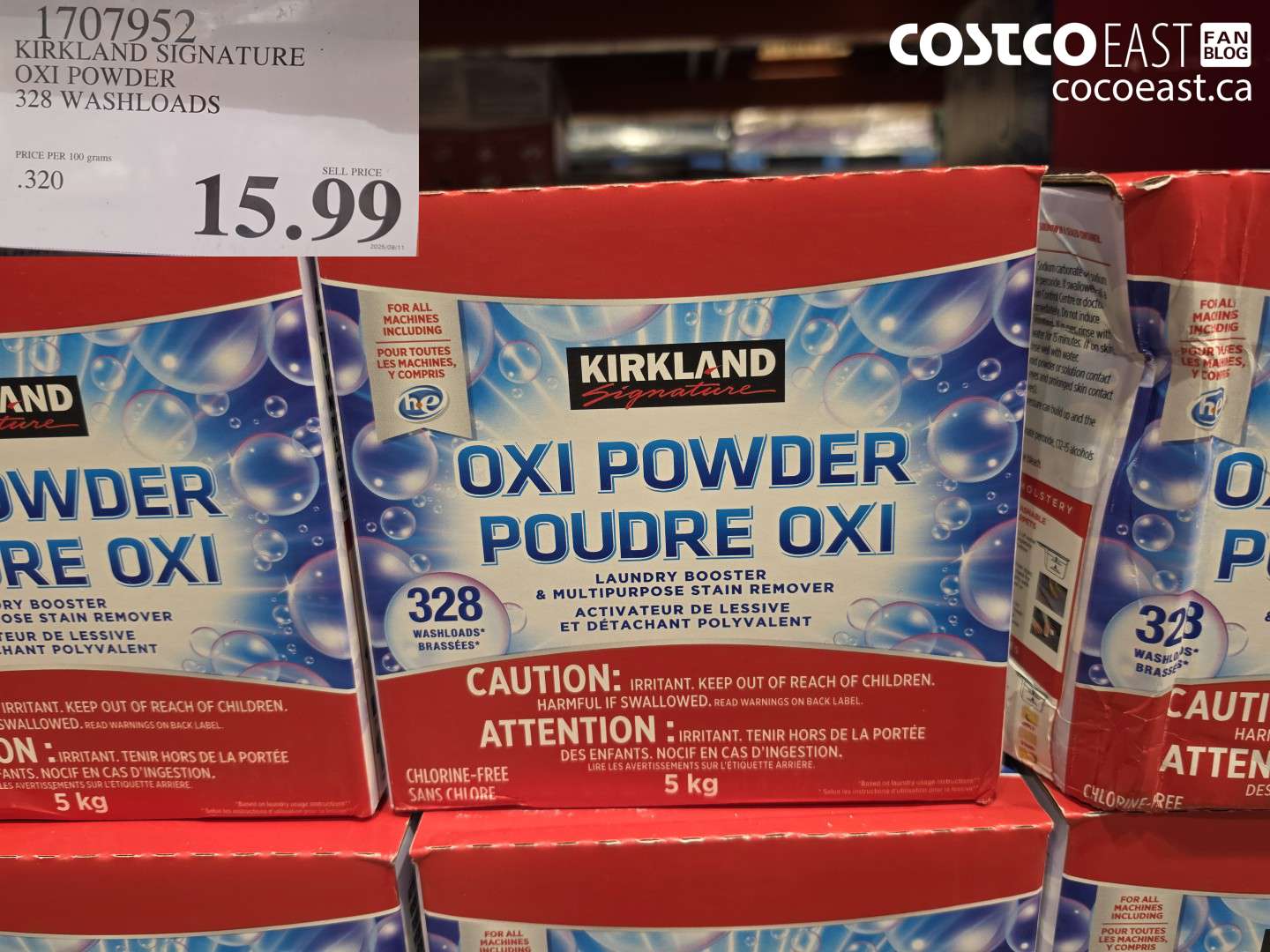 1707952 KIRKLAND SIGNATURE OXI POWDER 328 WASHLOADS $15.99