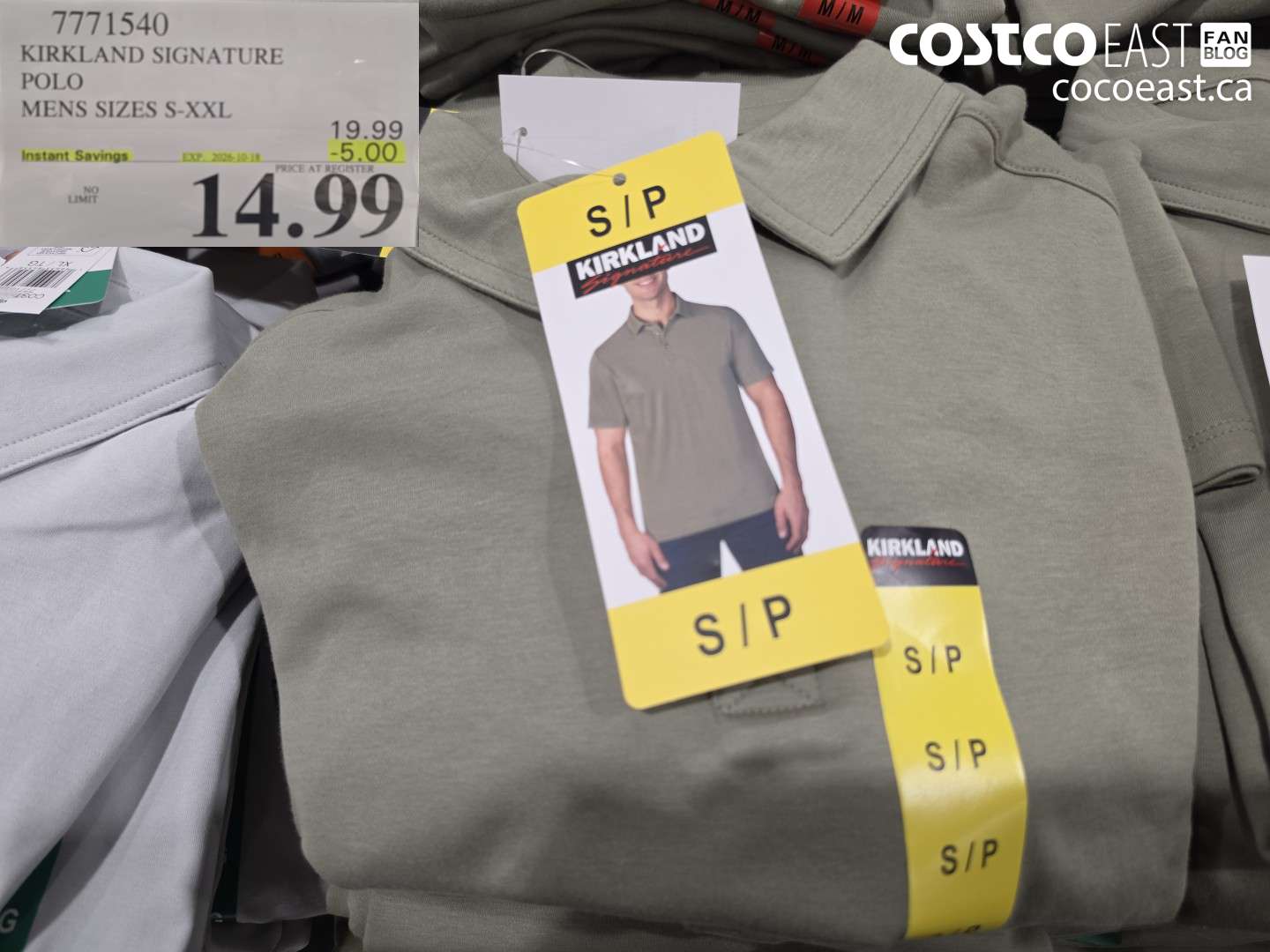 7771540 KIRKLAND SIGNATURE POLO MENS SIZES S-XXL ($5.00 INSTANT SAVINGS EXPIRES ON 2025-10-18) $14.99