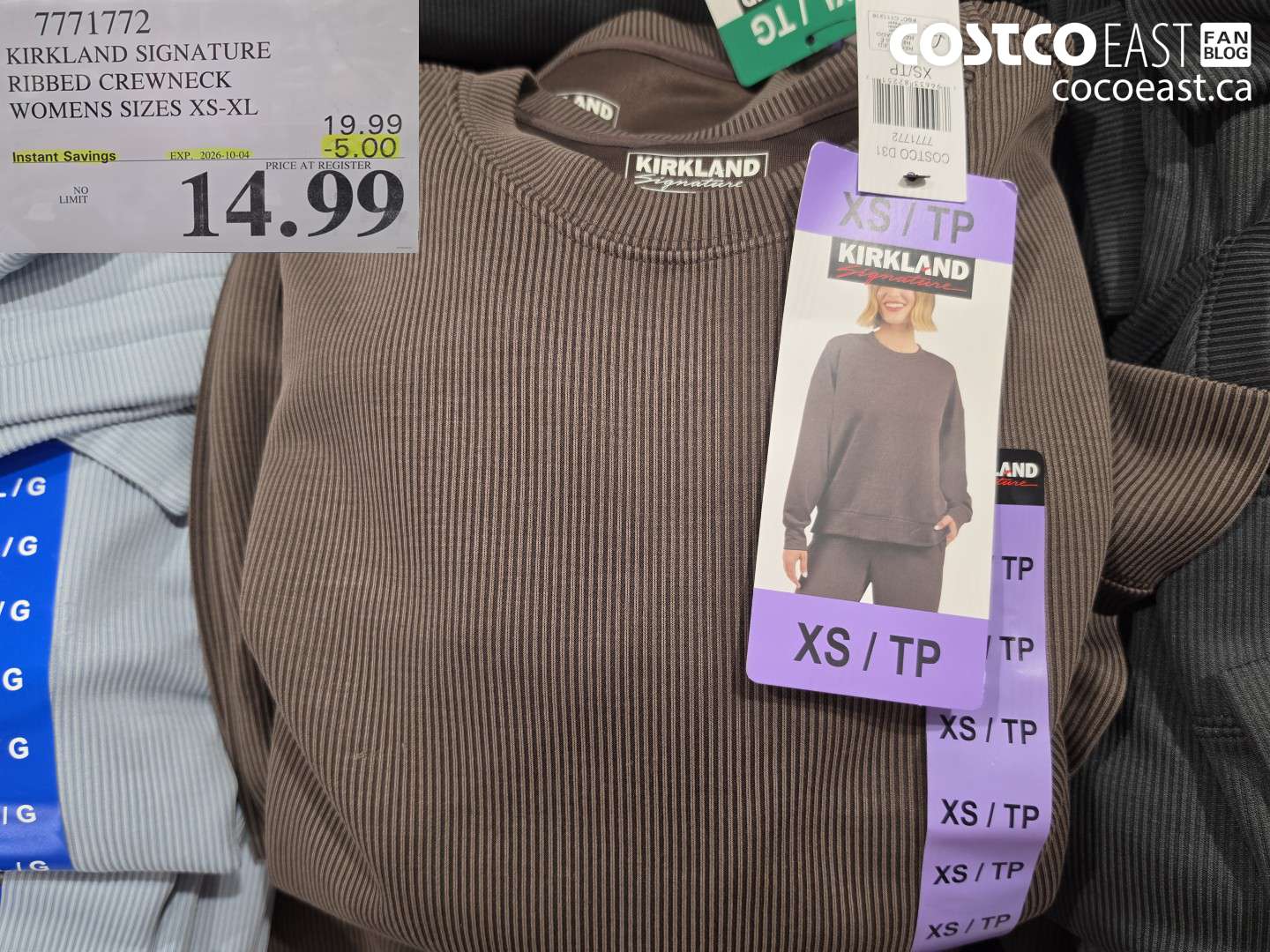 7771772 KIRKLAND SIGNATURE RIBBED CREWNECK WOMENS SIZES XS-XL ($5.00 INSTANT SAVINGS EXPIRES ON 2026-10-04) $14.99