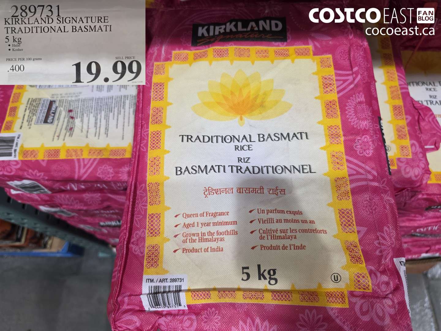 289731 KIRKLAND SIGNATURE TRADITIONAL BASMATI 5 KG $19.99