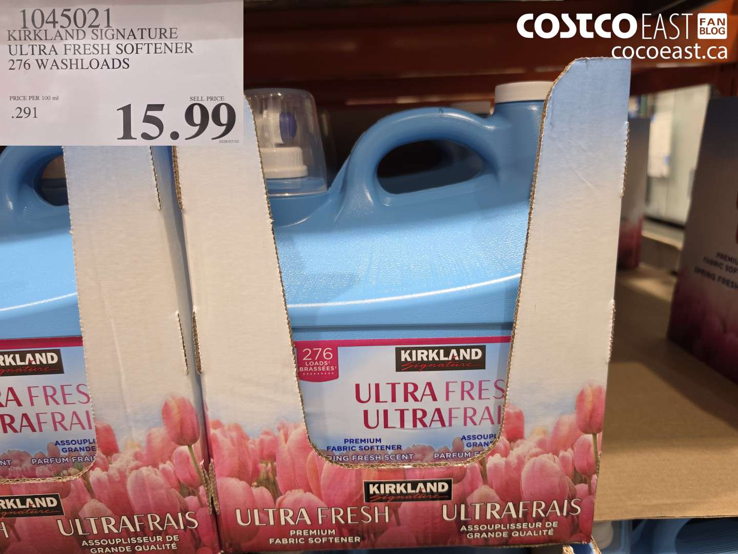 1045021 KIRKLAND SIGNATURE ULTRA FRESH SOFTENER 276 WASHLOADS $15.99