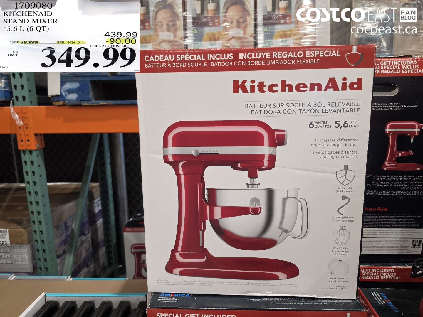 1709080 KITCHENAID STAND MIXER 5.6 L (6 QT) ($90.00 INSTANT SAVINGS EXPIRES ON 2026-10-11) $349.99