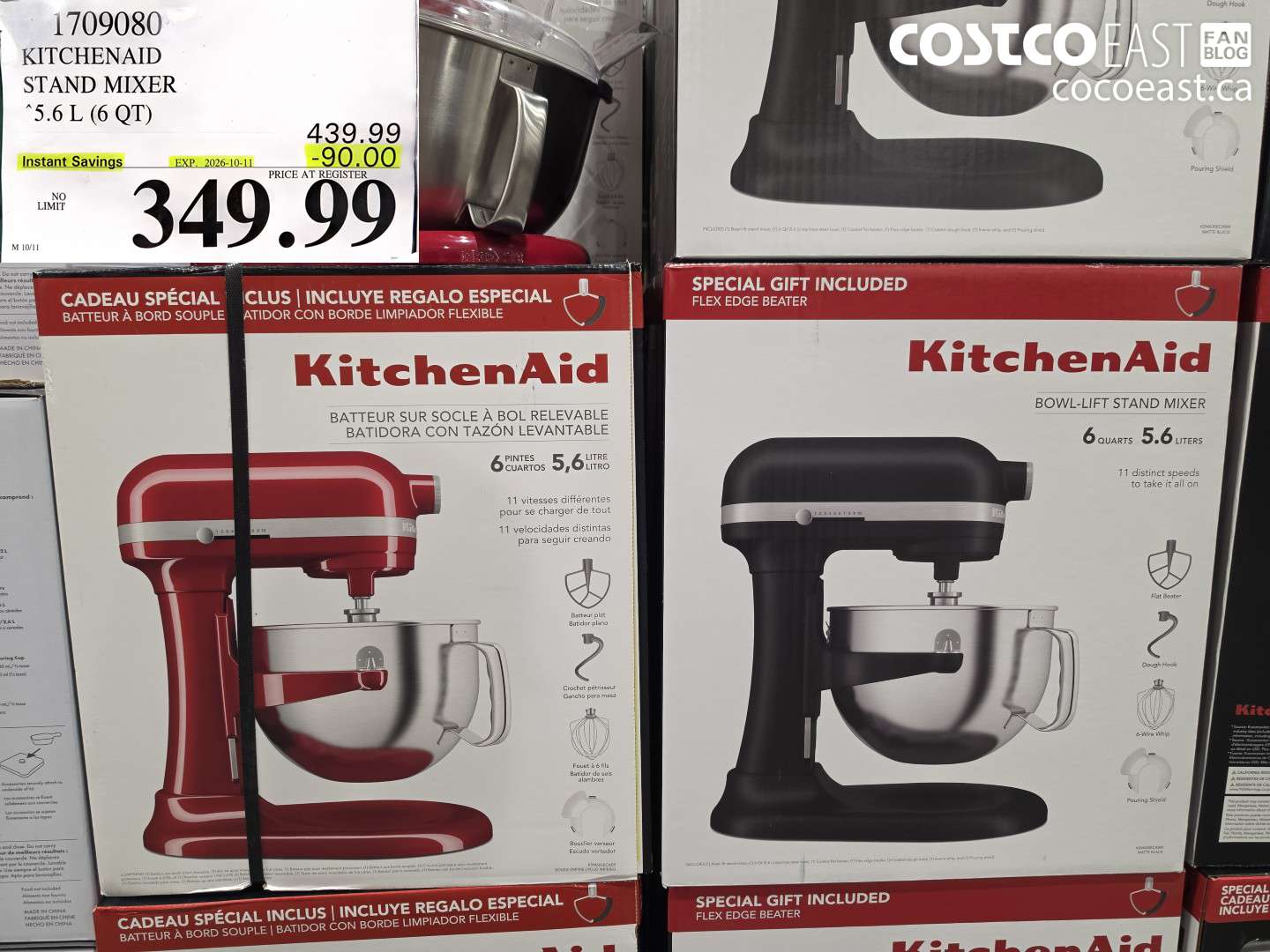 1709080 KITCHENAID STAND MIXER 5.6 L (6 QT) ($90.00 INSTANT SAVINGS EXPIRES ON 2026-10-11) $349.99