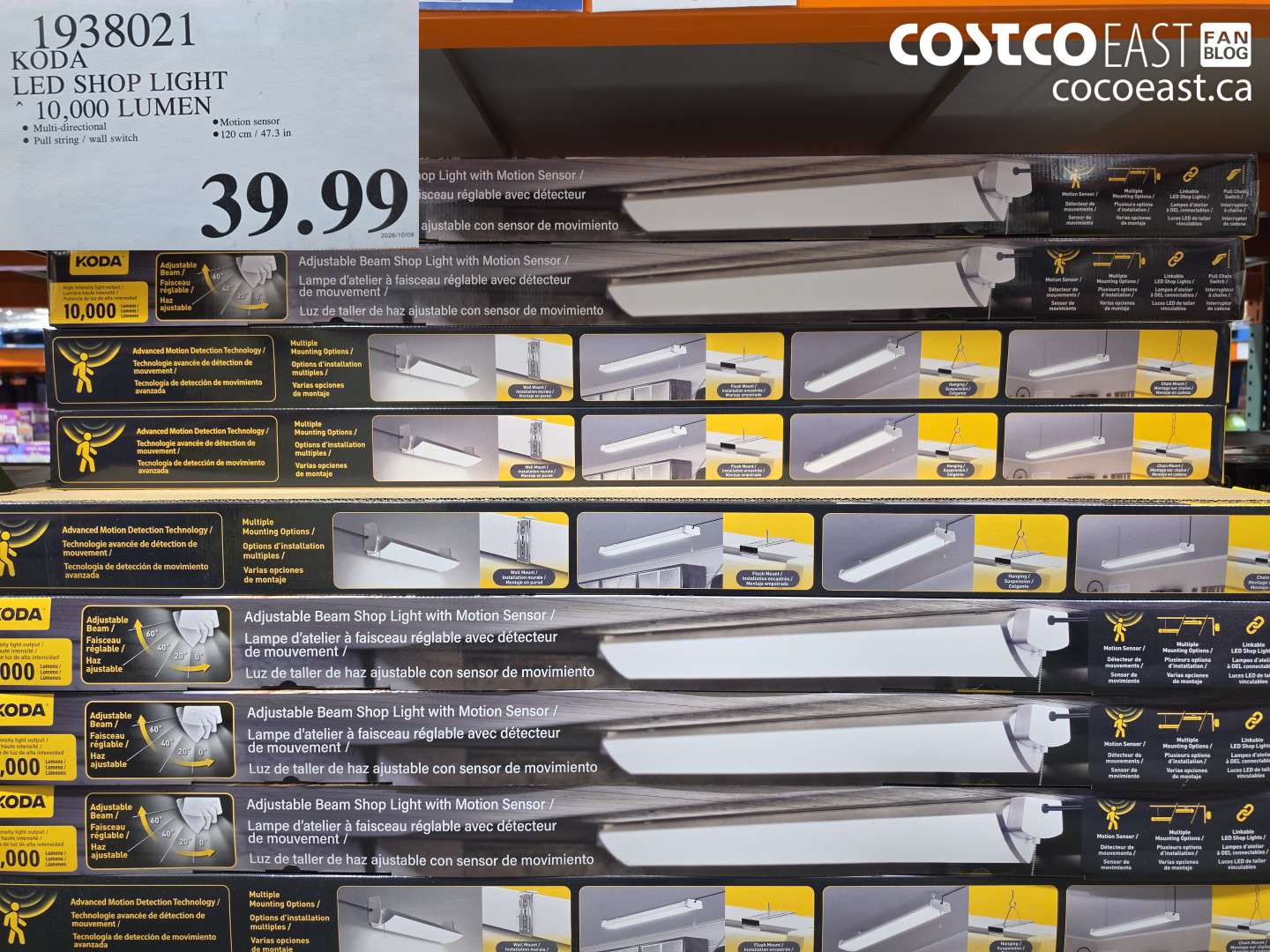 1938021 KODA LED SHOP LIGHT 10,000 LUMEN $39.99