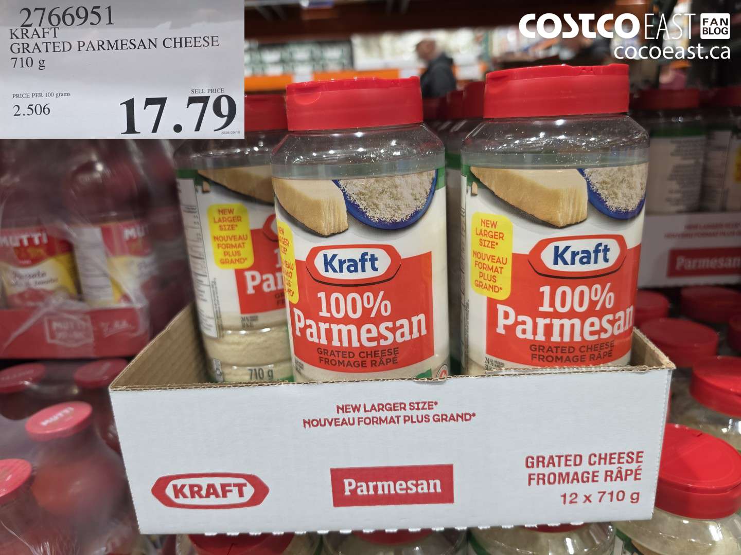 2766951 KRAFT GRATED PARMESAN CHEESE 710 G $17.79