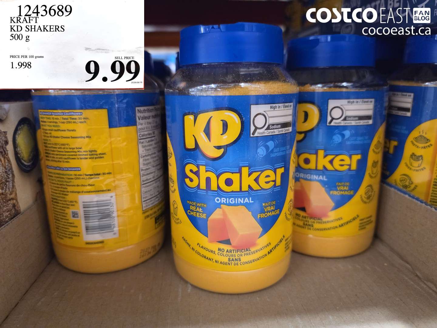 1243689 KRAFT KD SHAKERS 500 G $9.99