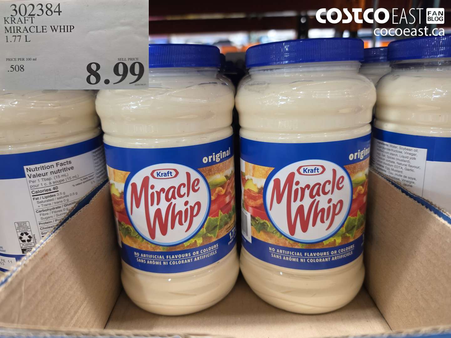 302384 KRAFT MIRACLE WHIP 1.77 L $8.99