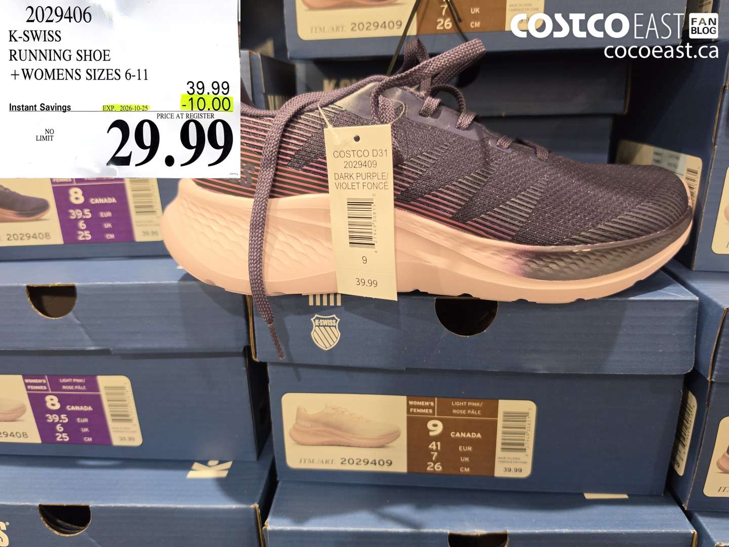 2029406 K-SWISS RUNNING SHOE WOMENS SIZES 6-11 ($10.00 INSTANT SAVINGS EXPIRES ON 2026-10-25) $29.99