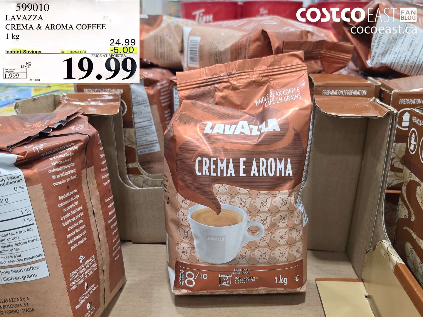 599010 LAVAZZA CREMA & AROMA COFFEE 1 KG ($5.00 INSTANT SAVINGS EXPIRES ON 2026-11-08) $19.99