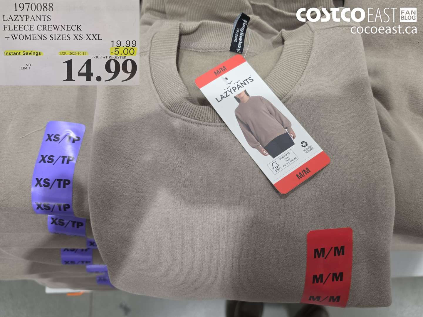 1970088 LAZYPANTS FLEECE CREWNECK WOMENS SIZES XS-XXL ($5.00 INSTANT SAVINGS EXPIRES ON 2026-10-11) $14.99